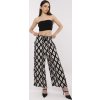 Fekete női mintás nyári viszkóz nadrág