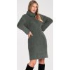 Olajzöld Női Pulóverruha Garbónyakkal