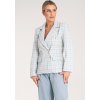 Világoskék női blézer elegáns jacquard anyagból