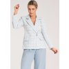 Világoskék női blézer elegáns jacquard anyagból