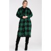 Zöld-fekete női hosszú mintás kabát
