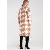 Bézs-fehér női hosszú mintás kabát