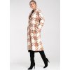 Bézs-fehér női hosszú mintás kabát