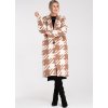 Bézs-fehér női hosszú mintás kabát