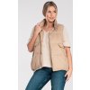 Bézs színű női steppelt mellény zsebekkel
