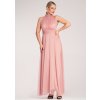 Rózsaszín női maxi ruha nyitott vállakkal