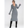 Szürke női testhezálló ruha gallérral