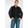 Fekete női bomberdzseki steppelt ujjakkal