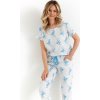 Világosszürke női virágos pizsama Cana 3/4-es nadrággal