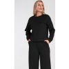 Fekete női viszkóz pulóver mellzsebbel