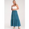 Kék női viszkóz midi szoknya texturált anyagból