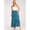 Kék női viszkóz midi szoknya texturált anyagból (Méret S/M)
