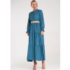 Kék viszkóz maxi ruha állógallérral