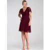 Bordó tüll ruha, rövid ujjú