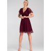 Bordó tüll ruha, rövid ujjú