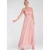 Rózsaszín tüll maxi ruha, megkötős derekú