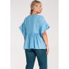 Világoskék női blúz viszkózból, bő ujjakkal