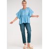 Világoskék női blúz viszkózból, bő ujjakkal