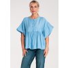 Világoskék női blúz viszkózból, bő ujjakkal