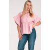 Rózsaszín női viszkóz blúz bő ujjakkal