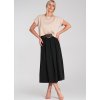 Fekete női rakott midi szoknya magas derékkal
