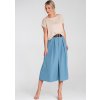 Világoskék női rakott midi szoknya magas derékkal