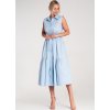 Világoskék női ingruha A-vonalú szabással és gallérral