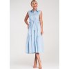 Világoskék női ingruha A-vonalú szabással és gallérral