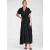 Fekete női viszkóz maxi ruha gallérral