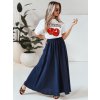 Sötétkék női maxi szoknya pamutból CISTAL (Méret S)