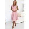 Rózsaszín sifon ruha csipkenyakkivágással ALEXIS
