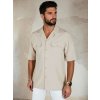 Bézs színű férfi viszkóz ing rövid ujjú