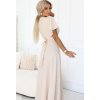 Világos bézs hosszú ruha  nyakkivágás szabással JENNIFER