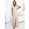 Világos bézs hosszú ruha  nyakkivágás szabással JENNIFER