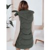 Khaki színű női bélelt mellény  levehető kapucnival