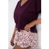 Bordó-fehér női rövid pizsama Sensis Marisol S Május rövidnadrág