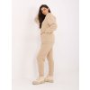 Bézs színű női kötött pulóver és nadrág szett  díszcipzárral