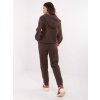 Csokoládébarna női kötött pulóver és nadrág szett  díszcipzárral