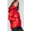 Piros női átmeneti steppelt kabát, szívecskével a hátán