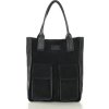MARCO MAZZINI Fekete bőr bevásárlótáska S zsebekkel