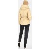 Bézs színű női rövid pehelykabát kapucnival és megkötővel