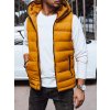 Mustárszínű férfi steppelt mellény kapucnival
