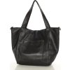 Fekete tágas bőr shopper táska