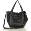 Fekete tágas bőr shopper táska
