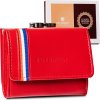 Peterson Piros kis bőr pénztárca színes csíkkal Y252