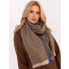 Barna női csíkos sál rojtokkal (Méret ONE SIZE)