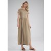 Bézs hosszú pamut hasított ruha (Méret S)