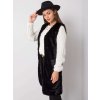 Fekete női hosszú teddy mellény