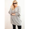 Világosszürke női kötött, plus size pulóver moher keverék anyagból (Méret ONE SIZE)