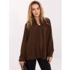 Barna viszkóz blúz ráncolt ujjakkal és szegéllyel